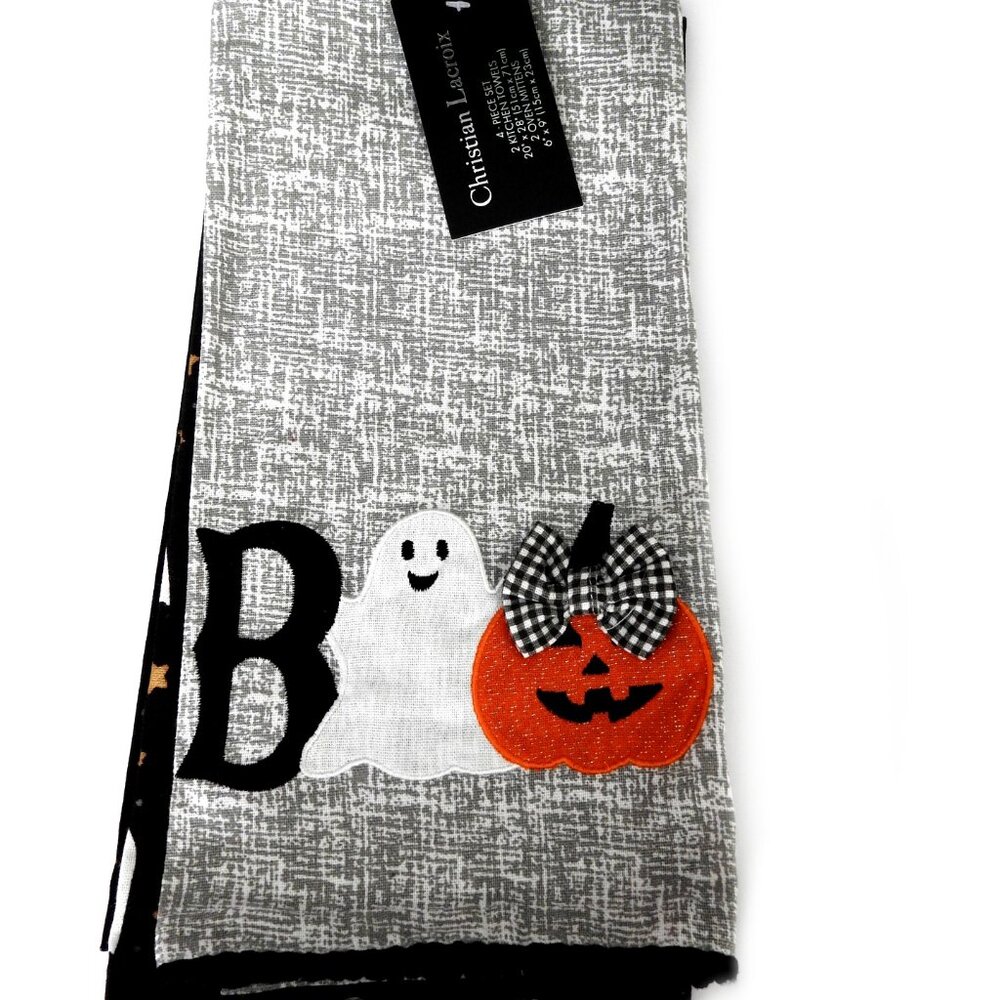 NWT Christian Lacroix Halloween Boo Kitchen Towels Set of 2 Ghosts Pumpkin